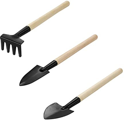 ANZONGYI 3 Pieces Flower Gardening Kit Miniature Gardening Rake Trowel and Shovel Succulent Plants Tools for Indoor Miniature Fairy Garden