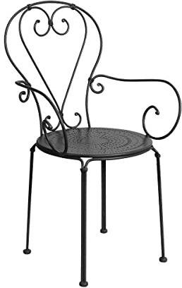 BUTLERS Gartenstuhl mit Armlehnen -Century- Terrassenstuhl aus Eisen lackiert in Matt-Optik | Indoor Outdoor Wetterfest Möbel für Balkon, Terrasse, Garten