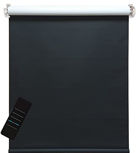 Elektrisches Rollo, schwarz/weiß, 100% Blickdicht, inkl. Akku-Motor & Sender, 80x160 cm (1 ST)
