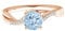 Solitär 6 mm runder Aquamarin-Edelstein 925er Sterling Silber Gedrehter Ring mit geteiltem Schaft (Roségold-Vermeil, 14)