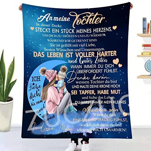 Kuscheldecke Flauschige Personalisierte Geschenke Decke an Meine Tochter von Mama, Super Weiche Luftpost Flanelldecke Positiv Ermutigen Sie Ihre Mama zur Liebe Geeignet für Sofa Reisen Geburtstags