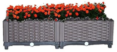 YSUEFIJO Hochbeet Kunststoff Garten, Gartenbeet Outdoor, Pflanzkasten Balkon Schmal, Pflanzbeet Hoch, Blumenbeet Deko Balkon, für Garten/Terrasse/Balkon (2 Sets)