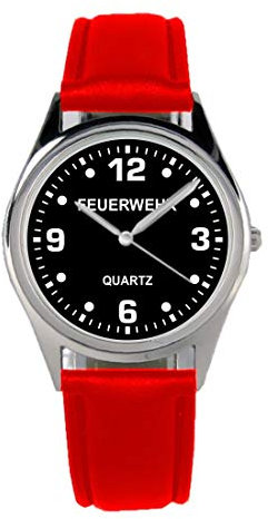 KIESENBERG Armbanduhr Feuerwehr Geschenk Artikel Idee Fan Damen Herren Unisex Analog Quartz Lederarmband Uhr 36mm Durchmesser B-20548
