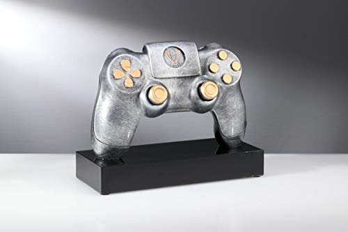 eberin · E-Sports-Pokal, Resin Gaming Controller, Silber und Bronze, mit Wunschtext und auswählbarem Motiv-Emblem 2,5 cm, Größe 15 cm