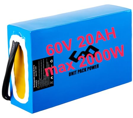 UPP Batteria per Bici elettrica 60V 20AH Ebike Batteria per Ebike,E-scooter/Go-Kart 60V 2000W 1500W 1000W 750W 500W Motori