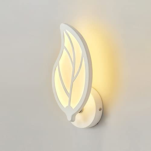 KRIPINC 12W Wandleuchte Innen, Acryl Wandlampe Innen, Blatt Design Weiße LED Wandleuchte, Wandleuchte Kinderzimmer, Wandlampe Modern für Wohnzimmer, Schlafzimmer, Nachttisch (Warmes Licht)