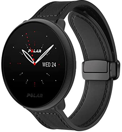 SABSEN Magnetische Leder Armband für Polar Ignite/Polar Ignite 2 Armbänder, Magnetische Leder Silikon Hybrid Ersatzarmband Kompatibel mit Armbänder Polar Ignite/Polar Ignite 2 (J)