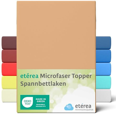 etérea Jersey Topper Spannbettlaken 180x200cm - 200x200cm Sand bis 10 cm Höhe - 100% Microfaser Spannbettlaken, Oekotex Bettbezug Matratzen Bezug - Bettlaken 180x200 cm - 200x200 cm - Sand
