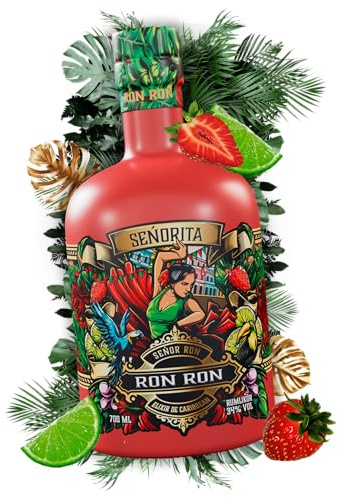 Ron Ron Señorita – Premium Rumlikör mit Erdbeer-Limette-Geschmack & sanfter Rauchnote – 34 % vol. – handgemachter Rum-Blend aus der Karibik – ohne Zusatzstoffe – 0,7 L Flasche