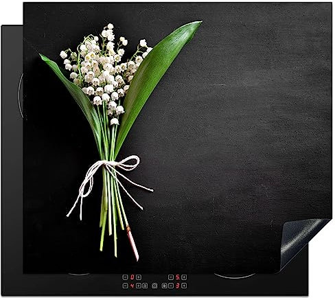 KitchenYeah© Protezione Piano Cottura Tappetino per Induzione 60x52 cm Cucina Proteggi Coprifornello Antiscivolo Mughetto - Fiori - Natura morta - Flora