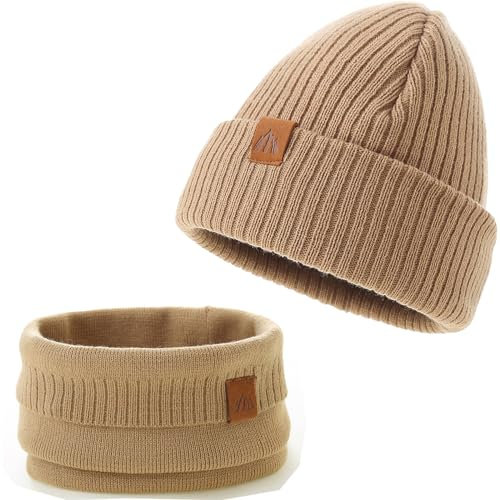 AHAHA Baby Beanie Kinder Jungen Stricken Wintermütze Jungen Warm Mütze und Schal Kinder