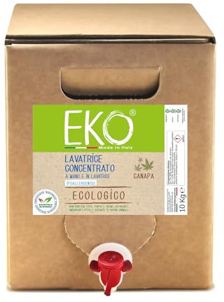 Eko Detersivo Lavatrice liquido alla Spina 10Kg, Profumo Canapa - Bag in Box - Ecologico Concentrato