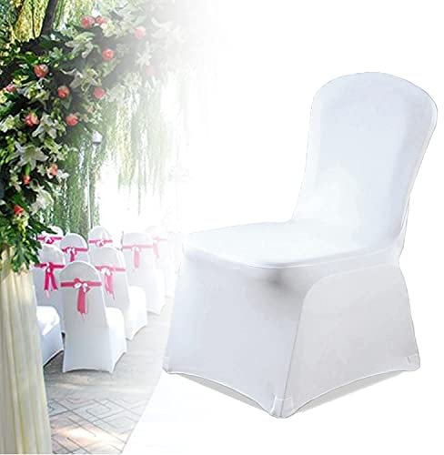 Joparri 100 Stück Weiß Stuhlhussen, Stretch Stuhlbezug, Universell Stuhlüberzug für die Dekoration von Bankett und Hochzeit, Chair Cover, Pflegeleicht und Langlebig