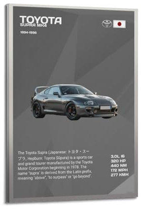 GEAD JDM Sportwagen-Poster für Supra MK4, japanisches Straßenrennauto, dekoratives Gemälde, Leinwand-Kunstbild, 60 x 90 cm