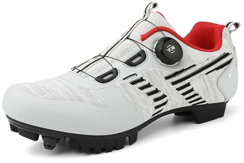 SDEQA Fahrradschuhe für Herren Rennradschuhe MTB Radschuhe Atmungsaktive Mountainbike Sneakers Kompatibe mit Pelaton SPD 2 Bolts Pedals Reitschuhe MTB Schuhe,Weiß,43 EU