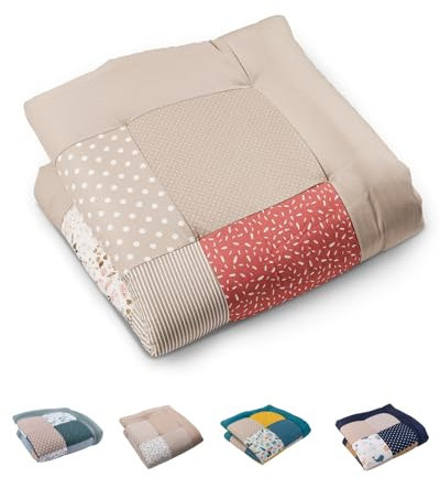 ULLENBOOM Krabbeldecke für Baby 80x80 cm, Outdoor-geeignet, 100% OEKO-TEX Materialien, Made in EU, Weich gepolstert, Rosa Blüten - ideal als Spieldecke Baby