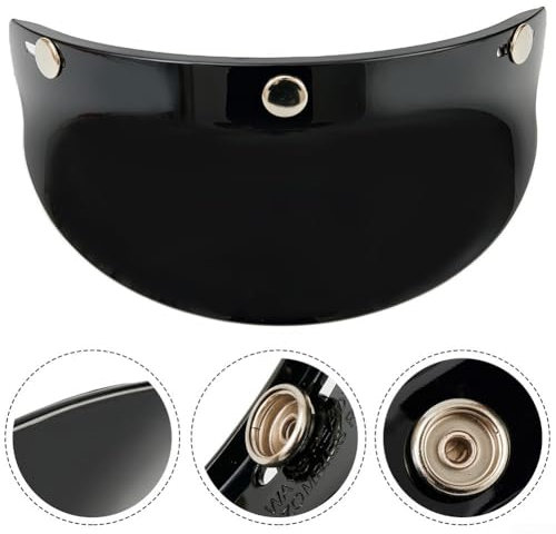 Premium Performance Universal 3Snap Motorcycle Helmet Visor Peak Protector Shield, Injection molded Polycarbonate, High Scratch Resistance Black