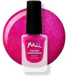 Mii Colour Confidence Quick Dry Nail Polish | Long Lasting Nail Polish & Fast Drying Nail Polish | Nail Strengthening Polish with Nourishing Formula | 14ml Nail Paint | Raspberry Ripple, Metallic Pink
