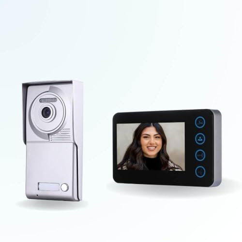 BT Security Portier interphone vidéo Neo 2 Fils pour 2 entrées - 1 Appartement - 2 platines - 1 écran Noir