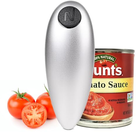 Apriscatole elettrico One Touch, apriscatole automatico con bordo liscio, apriscatole elettrico portatile per cucina, anziani (argento)