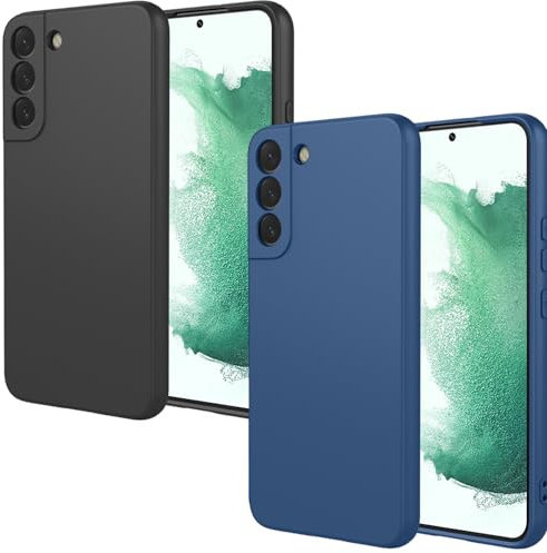 Yihaoyard Custodia per Samsung Galaxy S22 5G Cover 2 pezzi con Fotocamera Protector Resistente Agli Urti e ai Graffi Custodia in Gomma TPU Silicone,Nero & Blu