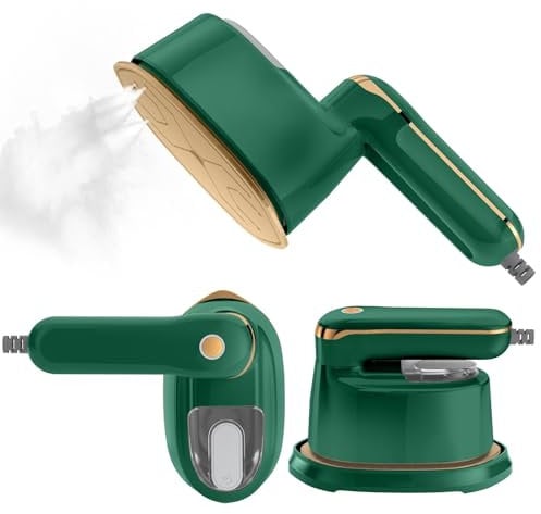 Liebssen Garment Steam Iron, Portable Mini Iron, 2-IN-1 Handheld Clothes Steamer, 1100W Fast Heat-up Steamer for Home, Travel, White (Green, Small)