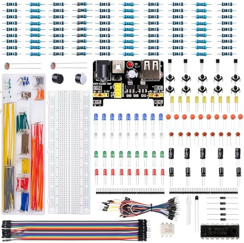 Svitzoot Kit de Componentes Electrónicos Compatible con Arfuino Starter Kit Electrónico Incluye Placa de Prototipos de 830 Pines Protoboard Kit Electronica para UNO R3 para Principiantes
