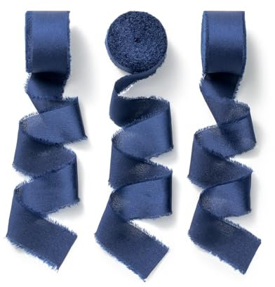 CHUQING Schleifenband Blau Geschenkband Breit Dunkelblau Satinband Blautöne Seidenband Dekoband für Hochzeit 2,5 cm X 6,4 m