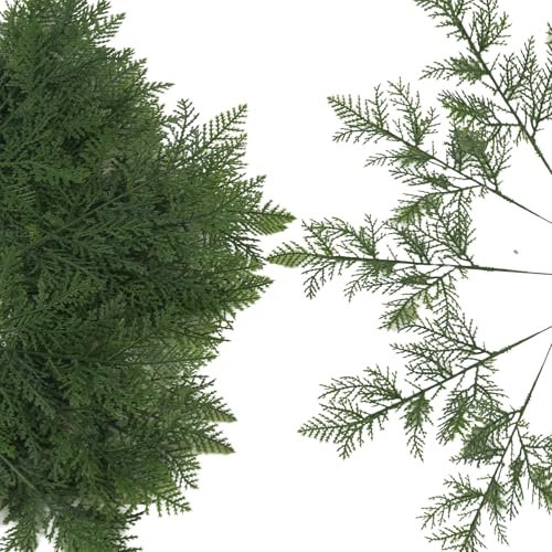 chenyu Ramo di Pino Artificiale 50 Pezzi Rami Artificiali Decorativi 27cm Decorazioni Verdi Per L'albero di Pino di Natale Ramo di Pino Artificiale DIY Tavolo Da Pranzo con Ghirlanda di Natale