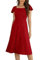 Berylove Robe de cocktail pour femme - Col carré - Robe festive - Robe de soirée longue à paillettes - Robe de bal avec manches - Robe d'invité de mariage, rouge, S