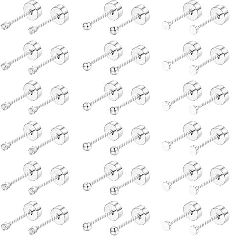 JeweBella 18 Pairs Klein Ohrstecker Chirurgenstahl Hypoallergen Medizinische Ohrstecker Silber Gold Ohrringe Set Piercing Ohr Kugel Runde Zirkon Schlafen Knorpel Ohrringe für Damen Herren 2/3/4MM
