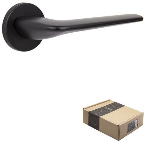 APECS Türgriffe innentüren Türgriff schwarz matt Modern Türklinke für Haustür und Innentür mit quadratisch Rosetten Drückergarnitur mit Befestigungsmaterial Türbeschlag Modell CAPELLA