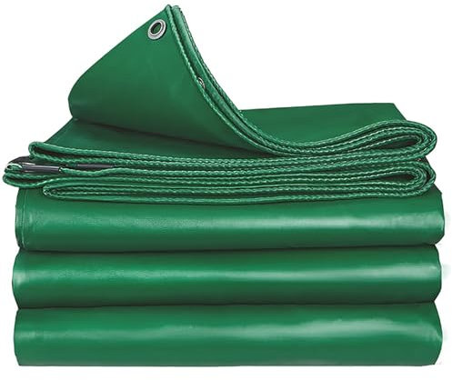 Strapazierfähige wasserdichte PVC-Plane mit Ösen und Ösen, wendbar, für Terrasse und Hühnerstall, Grün