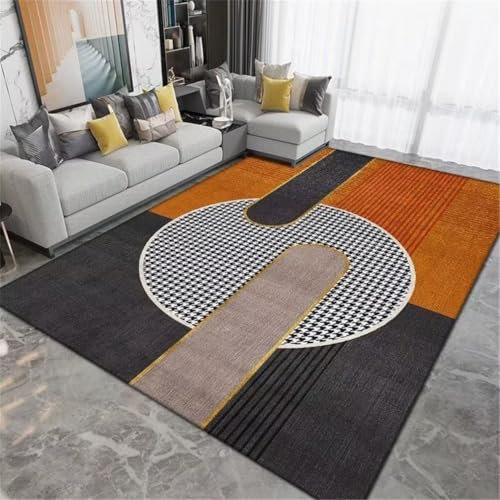 QGYFRE Alfombra De Cocina arancione Alfombras Grandes Para Salon 60x110CM Alfombra Habitacion Infantil Alfombra antiincrustante con estampado de cuadros moderno en negro y gris alfombra grande y barat