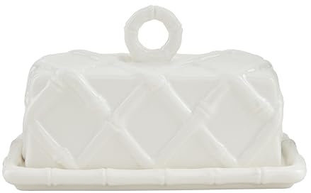Mud Pie Beurrier en bambou 11,4 x 17,8 cm, blanc
