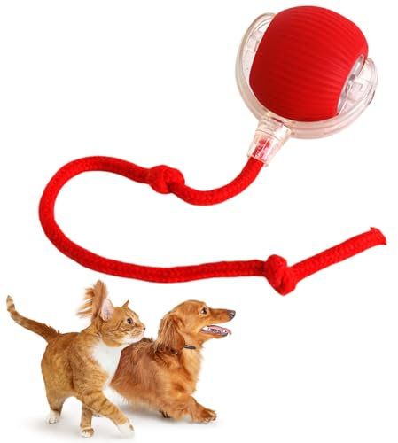 REGAPOG Magic Ball Hund，hundespielzeug elektrisch，interaktiver spielball für Hunde,Cats and Dogs interaktiver spielball，360°Automatische Ballinteraktion Hundespielzeug (Rot)