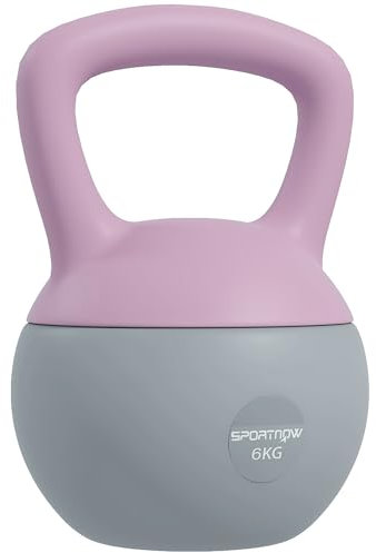 SPORTNOW Soft Kettlebell, 6kg Kettle Bell with Non-Slip Handle for Home Gym Weight Lifting and Strength Training, Purple and Grey