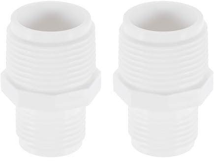 sourcing map 2 Pcs Garden Hose Adapter, Male 1 NPT x 3/4 GHT Garden Hose Fitting Male Plastic Connector for Tank and Pool Pump Hoses, White