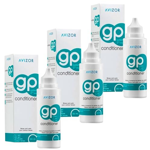 Avízor Gp Conditioner Pack de 3x120 ml - Solution pour Lentilles de Contact Rigides et Perméables au Gaz - Éclaircit et Hydrate - Nettoyage en Profondeur et Confort Quotidien