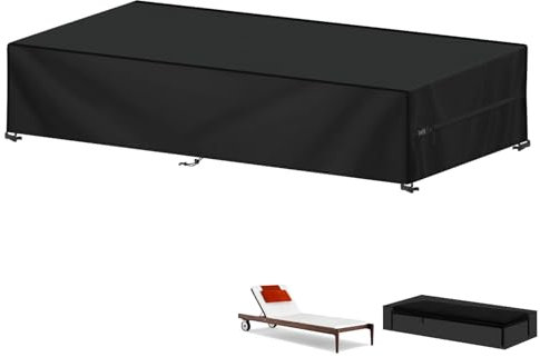 LAMUNI Gartenliege Abdeckung Wasserdicht Sonnenliege Schutzhülle für Liegen, 420D Oxford Sonnenliege Abdeckplane Gartenliege Abdeckhauben für Loungeliege Liegestuhl Deckchair, 200x68x30cm