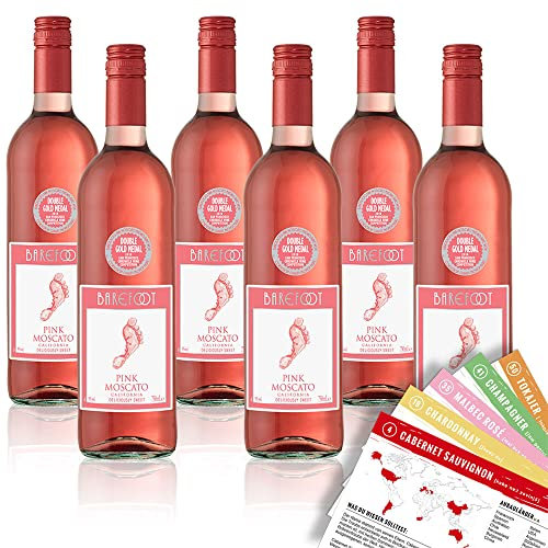Barefoot Pink Moscato Rosé, lieblich, sortenreines Weinpaket + VINOX Winecards (6x0,75l)
