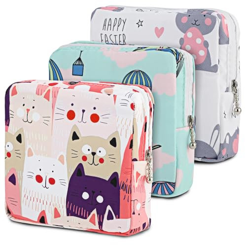 CIATBYYJ 3 Stück Tampon Aufbewahrung,Kleine Binden Aufbewahrung,Erste Periodemädchen Damenbinde Aufbewahrungstasche,Tragbare Perioden-Tasche für Frauen,Teenager,Mädchen,Damen(Rosa grüner)