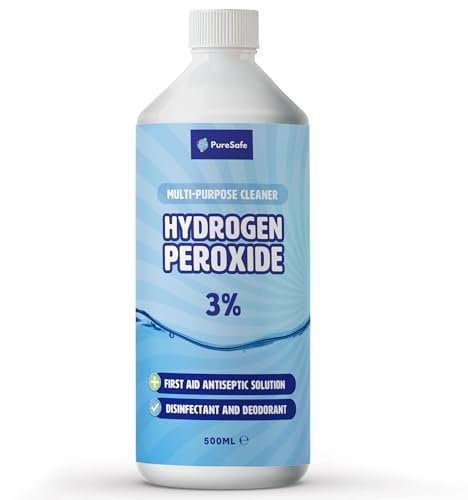 Pure Safe Hydrogen Peroxide 3% Solution 500ml – Multi-Purpose Household Cleaner, Surface Disinfectant, Mould and Mildew Remover, Stain Fighter, Grout Whitener, Kitchen and Bathroom Sanitiser