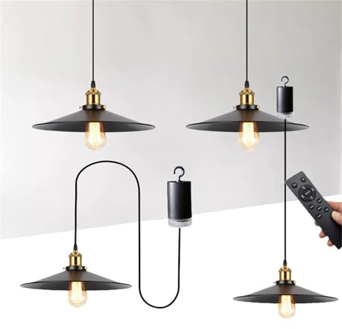 Lampada a sospensione a batteria con telecomando a batteria, lampadario da soffitto a batteria, senza cablaggio, lampadario per gazebo, pergolato, portico, patio, interno/esterno