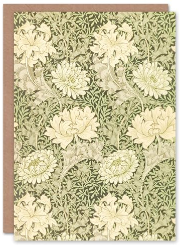 Artery8 William Morris Art Card Chrysanthemum Flower Pattern