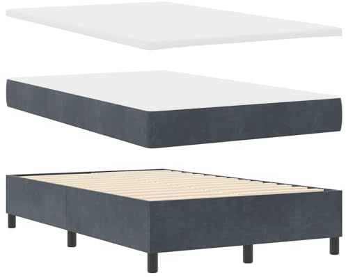 vidaXL Boxspringbett mit Matratze Dunkelgrau 120 x 200 cm Samt, Moderne Bettgestell, stilvolles Schlafzimmermöbel, langlebige Schaumstoffmatratze, ergonomischer Komfort