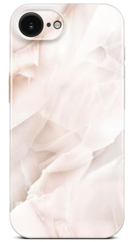 ONEFLOW Bliss Cover für iPhone 16e Hülle in Marmor Optik, Designer Case Handy Schutzhülle mit Kameraschutz, Muster Hardcase Glitzer Handyhülle marmoriert, Creme Rosa