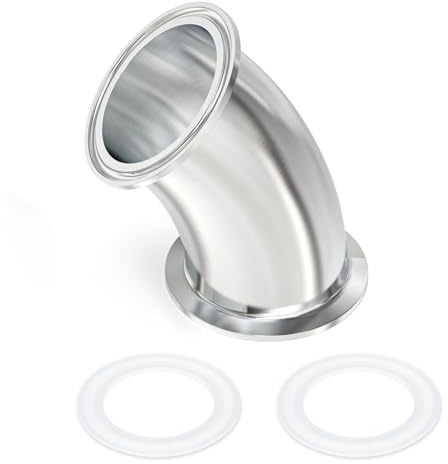 ERGAOBOY 1 pezzo gomito a 45 gradi, tubo con diametro esterno da 3 (76 mm) Raccordi sanitari in acciaio inossidabile 304 Tri Clamp da 3 Flangia con ghiera da 91 mm guarnizioni in silicone