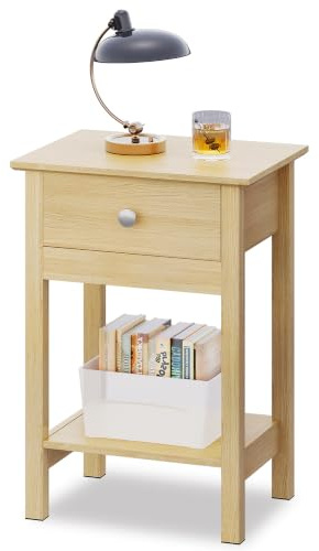WLIVE Nachttisch,Beistelltisch aus Holz,mit Einer Schublade und Ablage,Platzsparend,Geeignet für Schlafzimmer und Wohnzimmer,Modern (1, Eiche)