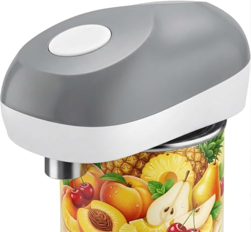 Electric Can Opener Automatic Tin One Touch Hands-Free Operation Smooth Safe Edge Easy to Use for Elderly Arthritic Hands Battery Operated Grey(4*AA Batteries Not Included)